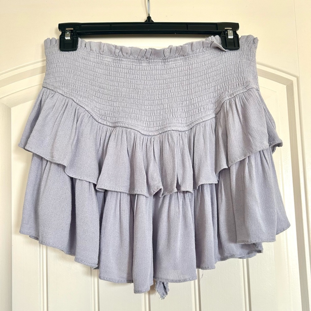 Blue Mustard Seed Ruffled Mini Skirt